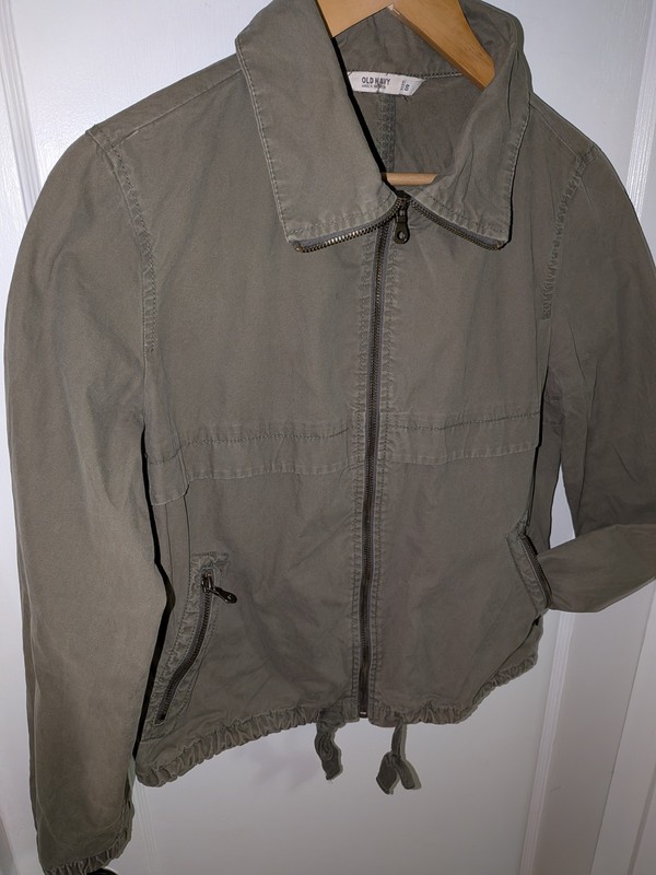Old Navy Olive Full Zip Drawstring Hem Short Women's Jacket Size S