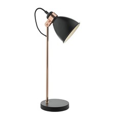 Image of DAR FREDERICK Adjustable Task Table Lamp - Black & Copper -Industrial Desk Light