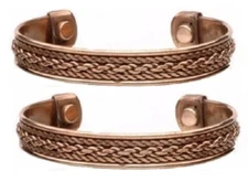2 Pack Pure Copper Magnetic Bracelet Arthritis Pain Therapy Cuff  Twist Chain