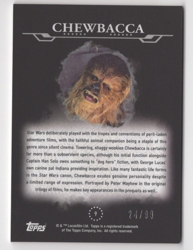 Chewbacca 2015 Topps Star Wars Masterwork Gold Parallel Card #9 /99 - Picture 2 of 2