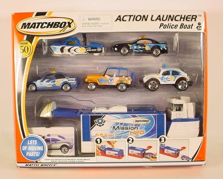 Matchbox Action Launcher Police Boat Mission H2o # 97141