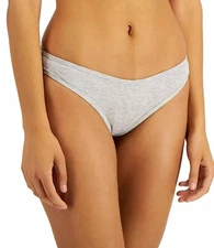 Jenni Ribbed  Knit Thong Panty  Grey Size XL