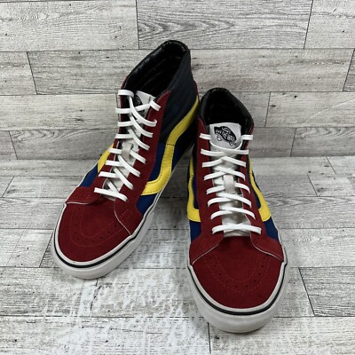 Red Yellow Red And Blue High Top Vans Vans Sk8 Yellow Red And Blue