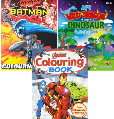 Kinder Kids AVENGERS ODER BATMAN ODER DINOSAURIER Malbücher Buch ALTER 3+