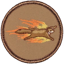 Flaming Flying Squirrel Patrol Patch - 2" Round Embroidered Patch (204)