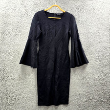 Decjuba Womens Pencil Dress Size XS Black Stretch Knit Long Sleeve Knee Length