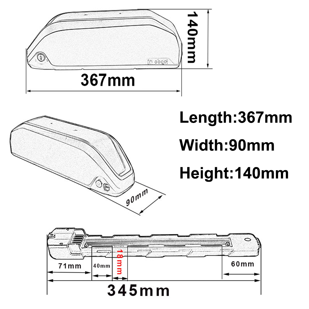 48V 52V 15Ah 17.5Ah 25Ah Shark Jumbo Lithium Ebike battery Electric