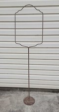Antique Vintage 67" Wrought Iron Bird Cage Stand Ornate Leaf Base Mid Century