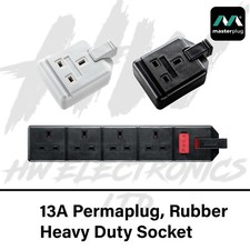 13 Amp Permaplug Rubber Composite Socket Heavy Duty 3pin Black White
