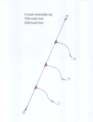 4 X Drei Wendehaken Flapper Meeresangeln Rig aus No1 Circle Haken