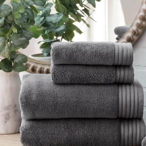 Egyptian Cotton Hand/Wash Towel Set of 4-Dark Gray Heavyweight 600 GSM Luxury