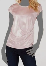 INC International Concepts Women's Pink Metallic Twister T-Shirt Top Size Large