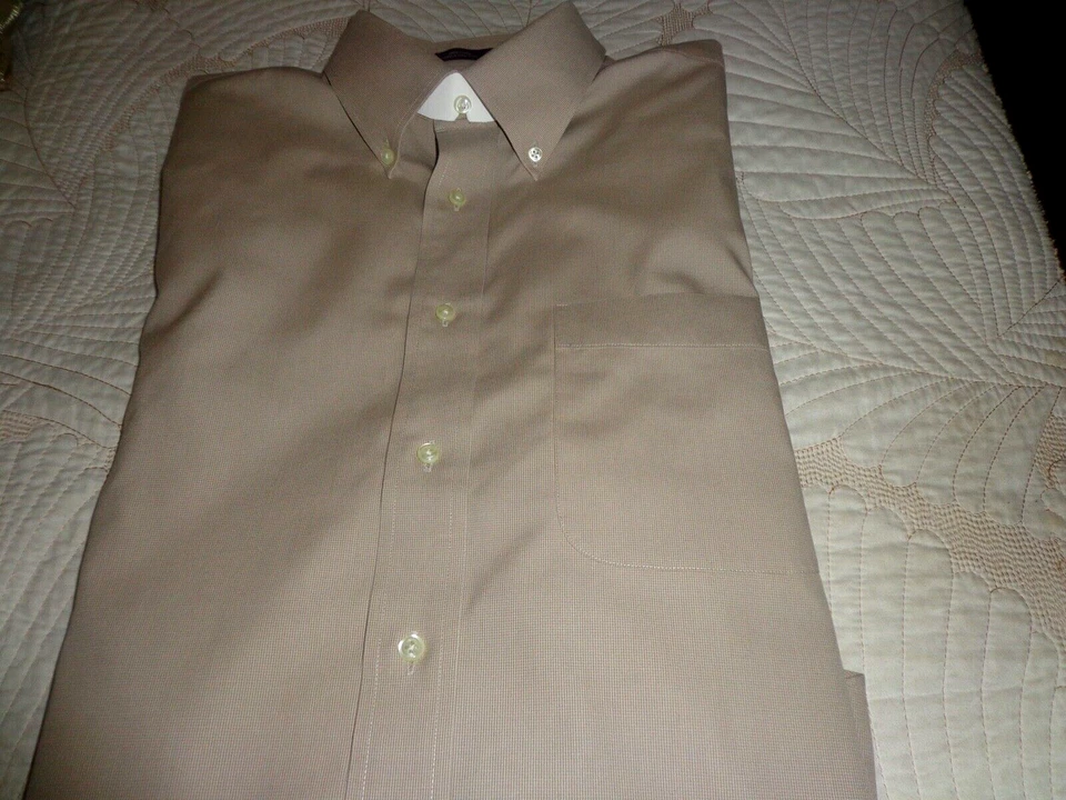 NORDSTROM Smart Care Dress Shirt Men's Brown Dotted Sz 16.5/33 100% Cotton $79 - Image 3 of 4