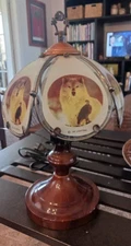 OK Lighting Wolf and Eagle Six Panel Table Lamp in Great Condition Vintage
