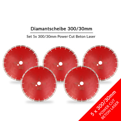 Set 5 Stück Diamantscheibe Power Cut Beton Laser 300/30 mm