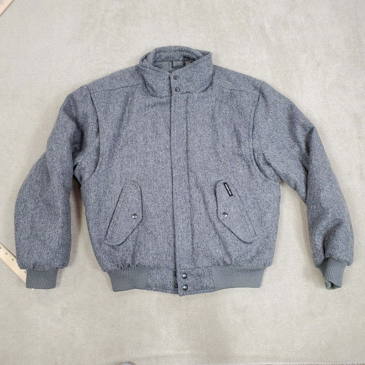 Members Only Jacket Mens 42 Gray Wool Bomber Coat Lined Outdoors Casual  Adult