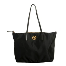 Versace Women's Black Canvas Medusa Logo Tote Shopper Handbag Shoulder Bag
