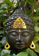 Maschera di Buddha intagliata con decorazione in oro, decorazione da parete, decorazione da parete 25 cm