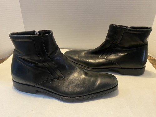 BRUNO MAGLI RASPINO BLACK LEATHER MENS CHELSEA Mid BOOTS SZ 11 M ZIPPER ITALY - Picture 11 of 11