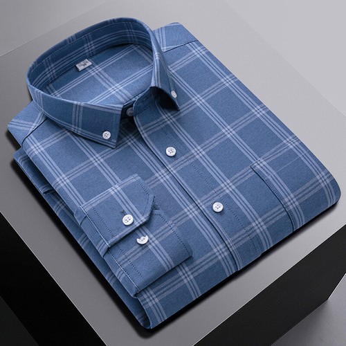 Camisas Oxford de vestir para hombre formales de negocios mangas largas de algodón informales Camisas Prendas para el torso - Imagen 6 de 15