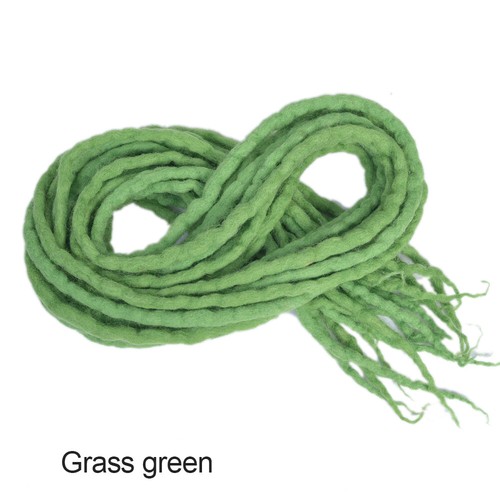 22" Handmade Wool Dreadlocks Double Ended Dreads Extension Green Wool Dreads Loc - Picture 9 of 45