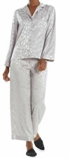 NWT Natori 170 SILVER PEARL DECADENCE Leopard Pajama/Lounge Set S Silky Satin