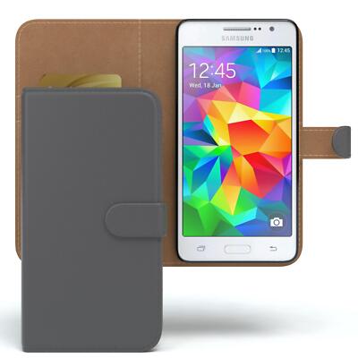 Tasche für Samsung Galaxy Grand Prime Case Wallet Schutz Hülle Cover Anthrazit