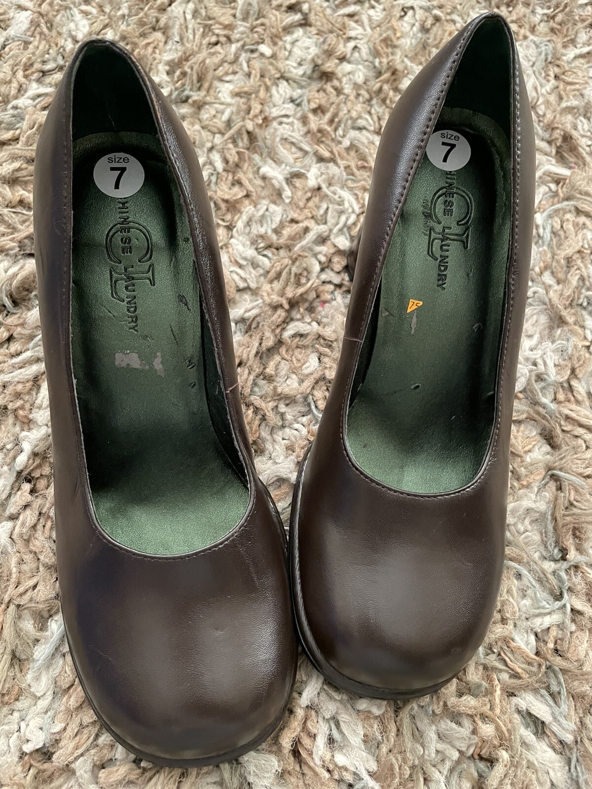 Chinese Laundry Smooth Dark Brown Faux Leather Pump 3 3/4