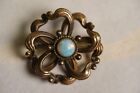 Antique Art Nouveau Opal Pin Brooch Stylized Knot Gold Tone