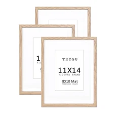 11x14 Picture Frame wooden set of 3, 11x14 mat to 8x10 Modern Style Wood Comp...