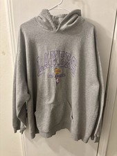Vintage Majestic NBA Mens Los Angeles Lakers Gray Hoodie Sweatshirt Size XL