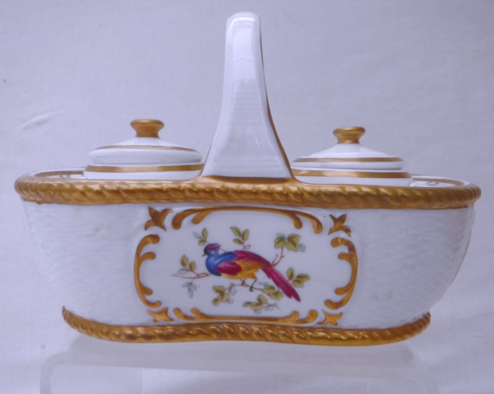 Spode ~Chelsea Bird~Basket Shape  Ink Well