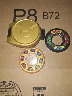 2011 Bandai Power Rangers Samurai Gold Disk Case Belt Clip With 2 Discs