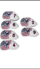Patriotic Golf Head Covers Set Of 6 Bald Eagle American Flag