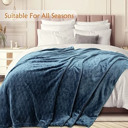  Manta de vellón manta de felpa súper suave 50" x 60" tiro-50" x 60" azul marino Foto 3 de 4