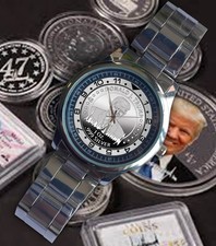 Christmas Gift Trump Silver Proof Coin With Signature Watch Stainless Steel New 