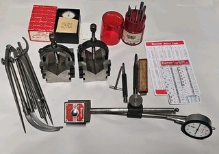 Machinist Tool Lot Starrett Tools Indicator Stand V Blocks 568 No.92 Punches