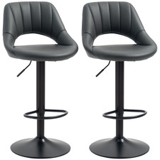 Bar Stools Set of 2, Height Adjustable PU Leather Swivel Barstools, Refurbished