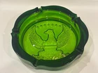 Vintage Green Glass Eagle Ashtray 10” Patriotic Federal Style – Rim Chip