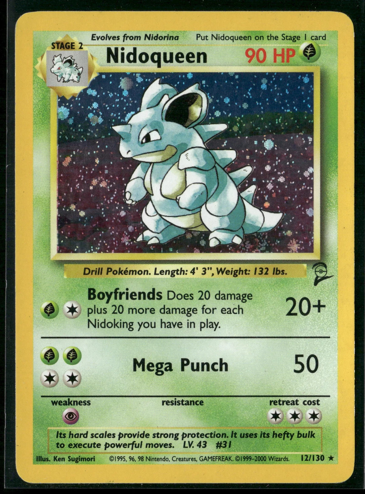 2000 Pokemon Base Set 2 Nidoqueen 12/130 Holo Rare