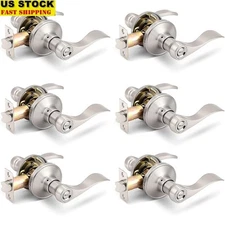 Privacy Door Levers Lockset No Key Thumb-Turn Button Emergency Unlock Reversible