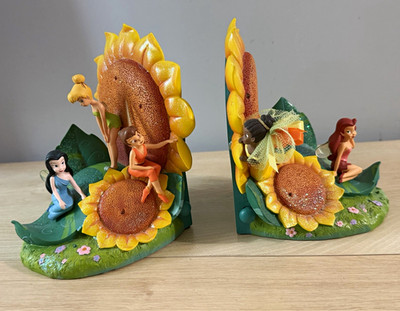 Rare Vintage Disney Store Tinker Bell Disney Fairies Sunflower Bookends Set