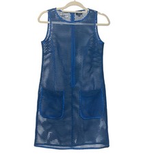 W by Worth Mesh Overlay Dress Pockets Sleeveless Blue Size 2