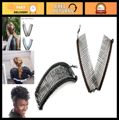 2-Pack Stretch Banana Clips - Hair Combs for Thick Natural Hair, All-Day Hold Up