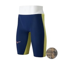 Mizuno GX Sonic Royal PW Men's Racing Swim Half Spats Navy Lightning Yellow