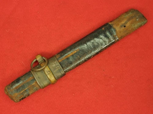 CONFEDERATE BOYLE & GAMBLE OFFICER'S SWORD LEATHER SCABBARD PIECE W  BRASS MOUNT