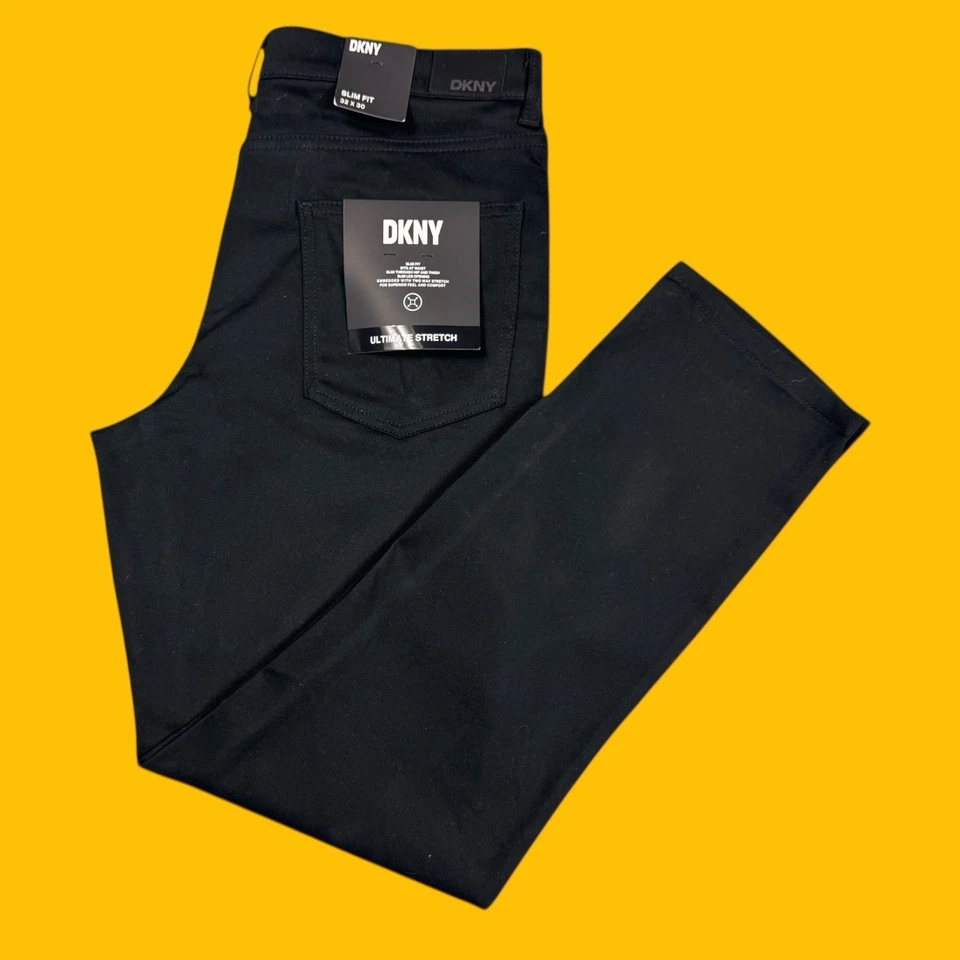 Pantalones DKNY Para Hombres Talla 32x30 Stanton Calce Ajustado Ultimate Stretch Negros 5 Bolsillos Foto 2 de 4