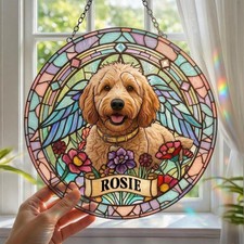 Personalized Dog Memorial Suncatcher Custom Name Pet Loss Window Decor