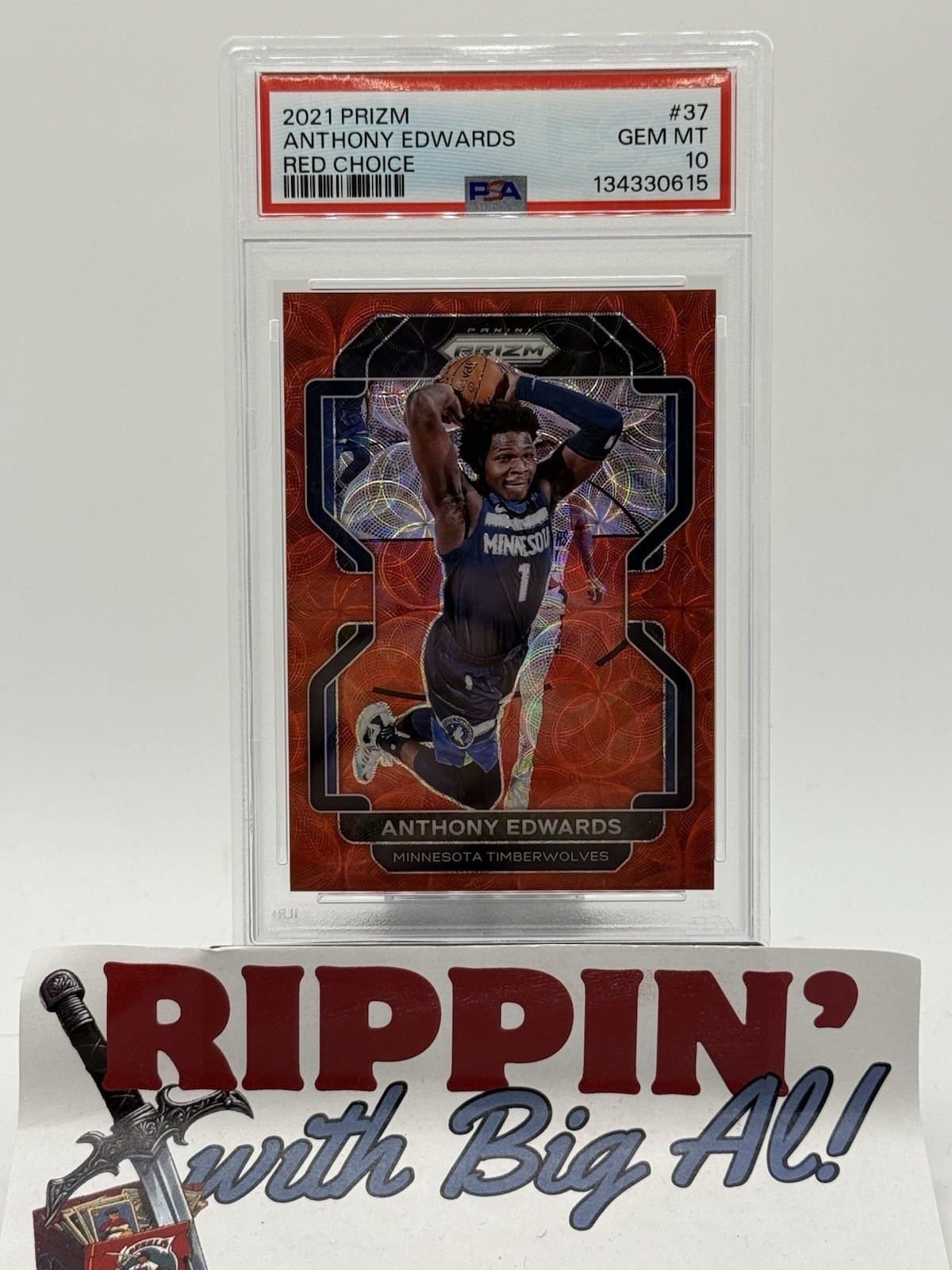 2021 Prizm ANTHONY EDWARDS /88 Red Choice #37 Timberwolves PSA 10