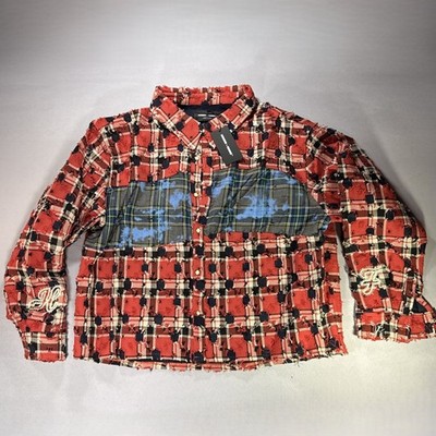 Homme Femme Wave Patchwork Flannel XXL Red Luxury Streetwear Designer Hype Grail